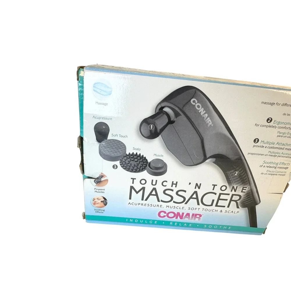 Conair Touch N Tone Handheld Massager HM8 Gray Corded Electric with Attachments